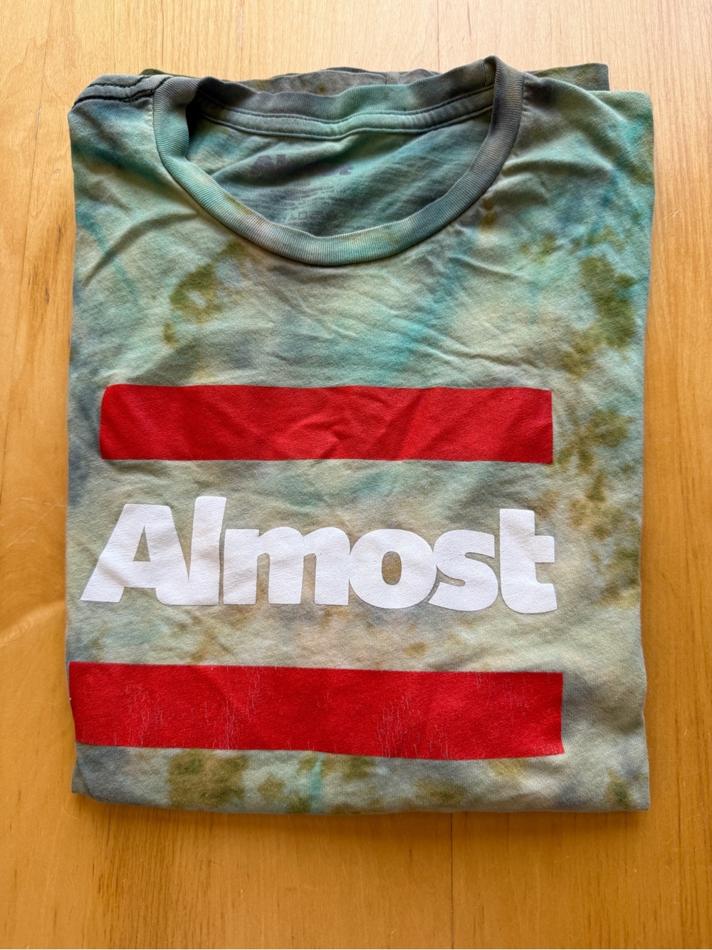 Almost Graphic Tee Tie Dye Green Blue Streetwear Skater Shirt Mens Large